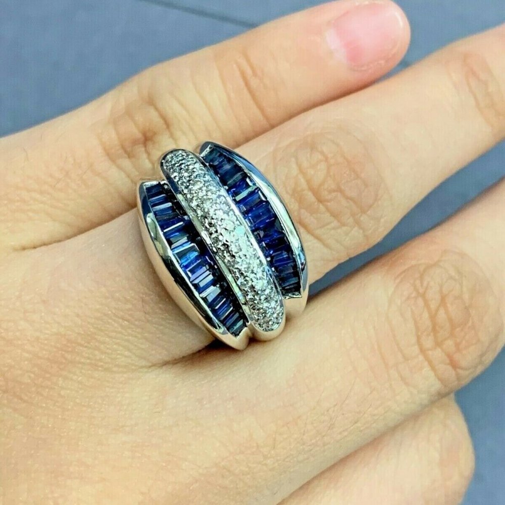1.50 ctw 14k white gold Wedding Ring Blue Sapphire